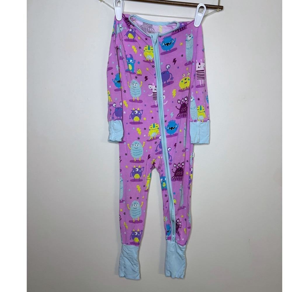 Little Sleepies Purple Monster Mayhem Bamboo Zippy Pajamas Ltd Edition 18-24 Mo